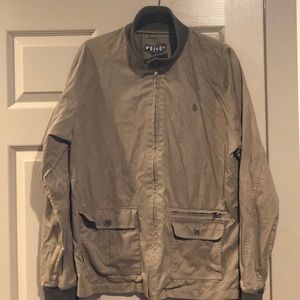 Volcom canvas bomber full zip jacket Large